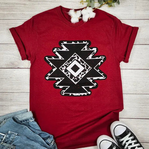 Cow Print Aztec Tee - LECCE