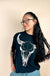 Cow Skull Graphic Long Crop Top - LECCE