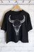 Cow Skull Graphic Long Crop Top - LECCE