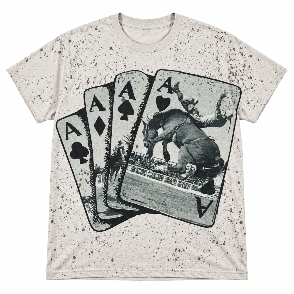 Cowboy Bronc Rider Card T-Shirt on white background