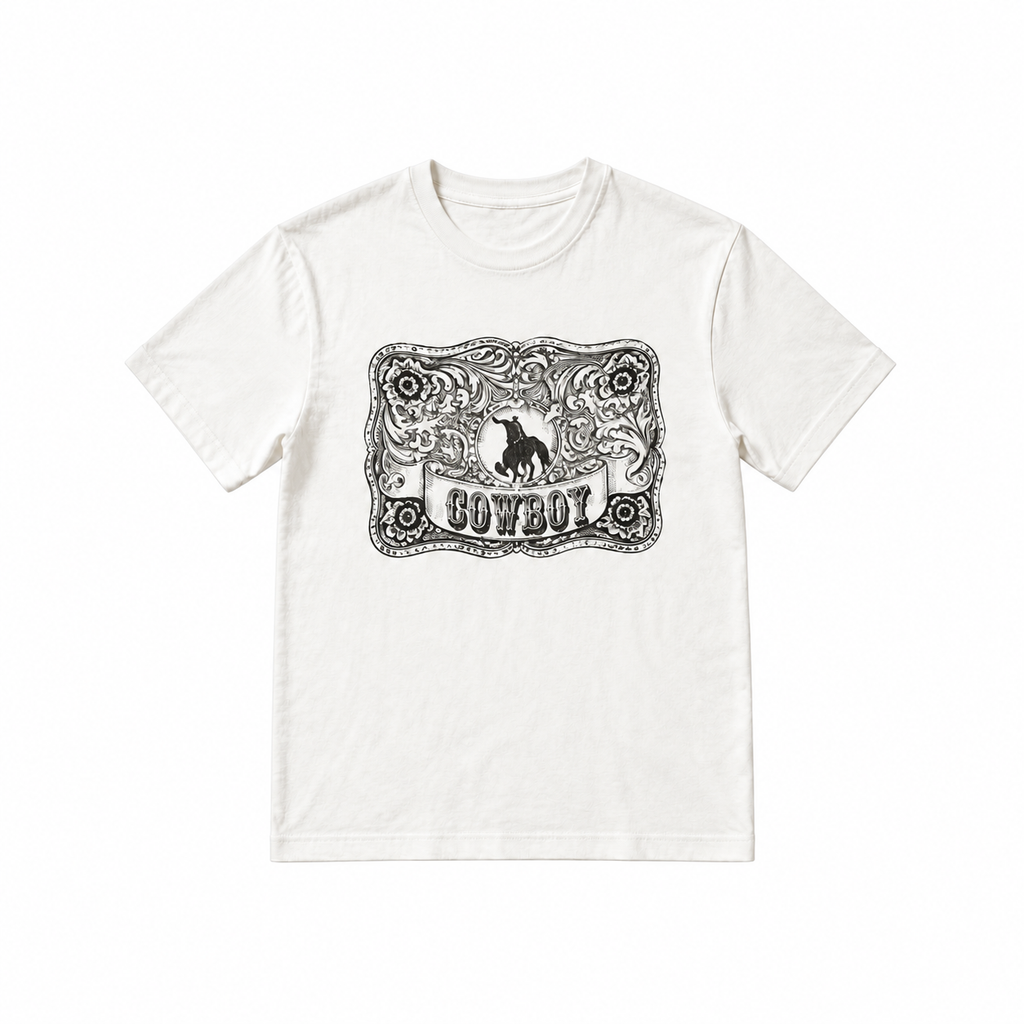Camiseta con hebilla de vaquero