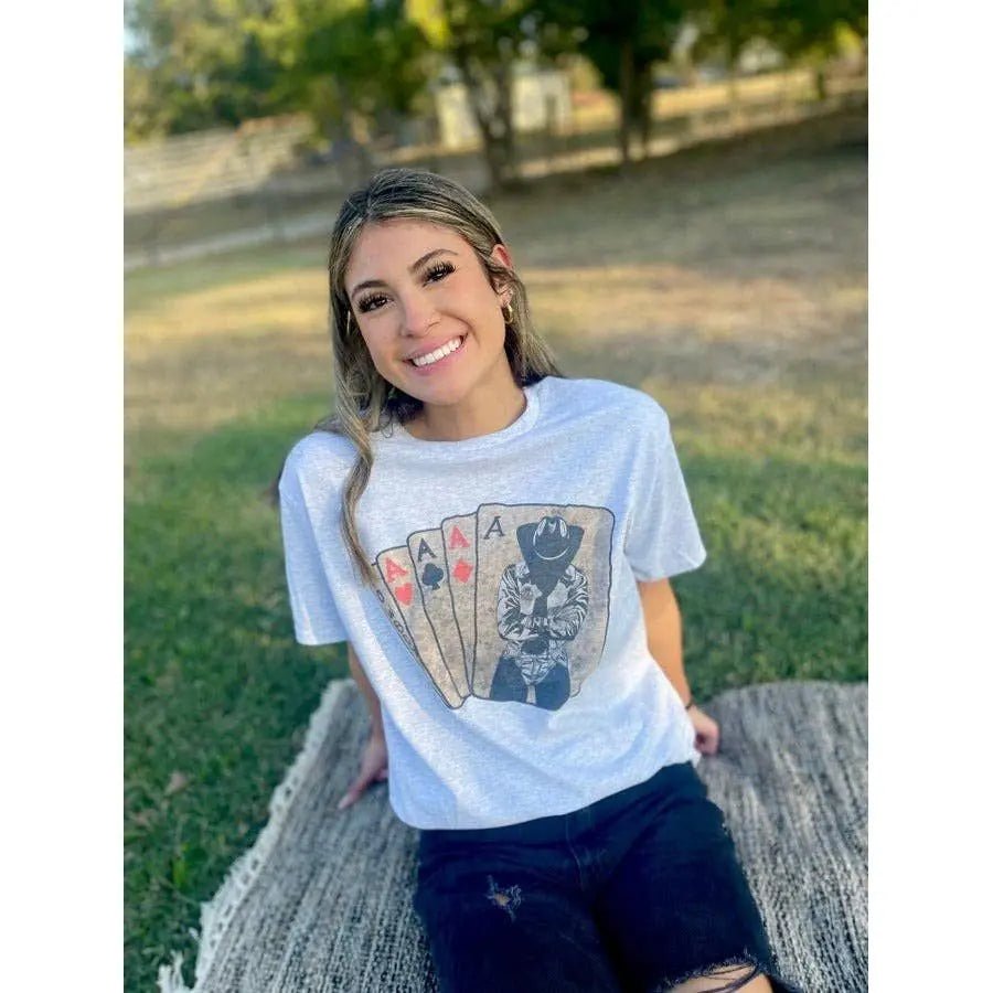 Cowboy on a Hand of Aces T-Shirt - LECCE
