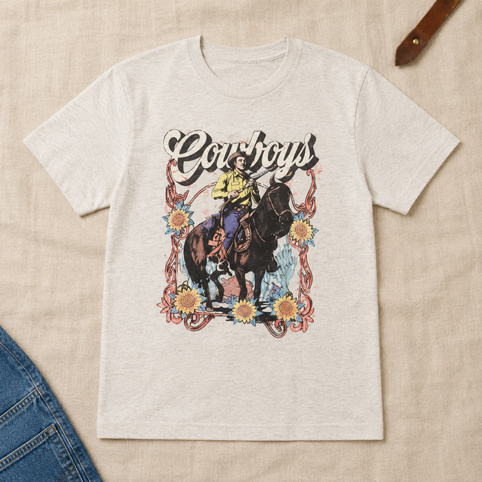 Cowboys Sunflower T-shirt flat lay