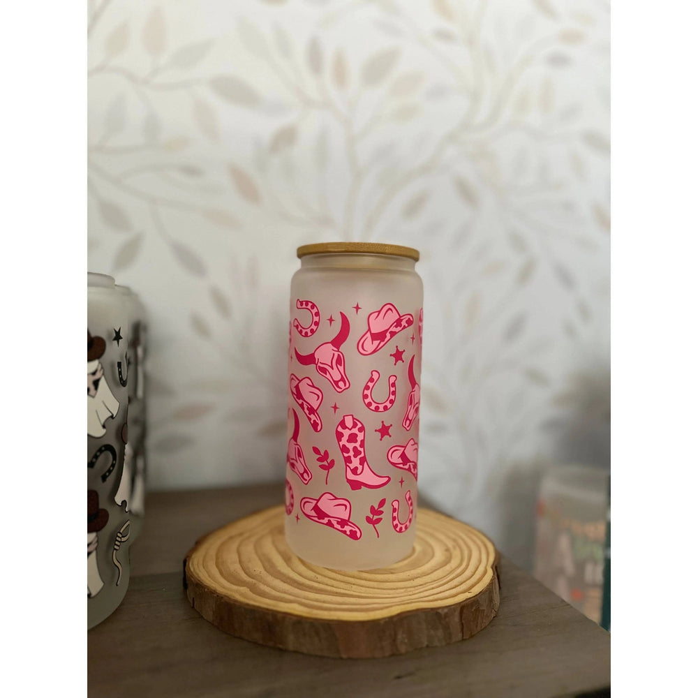 Cowgirl | 20 oz Glass Tumbler with Bamboo Lid & Straw - LECCE