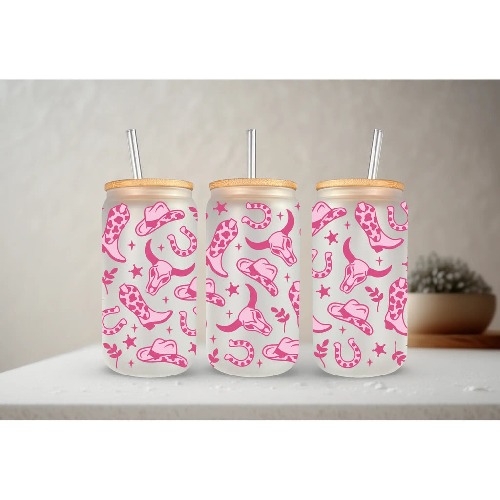 Cowgirl | 20 oz Glass Tumbler with Bamboo Lid & Straw