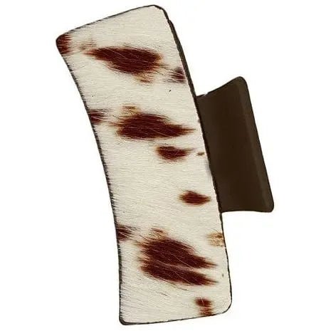 Cowhide Patterned Genuine Leather Hair Claw Clips - LECCE