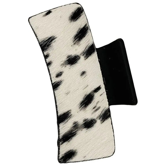 Cowhide Patterned Genuine Leather Hair Claw Clips - LECCE