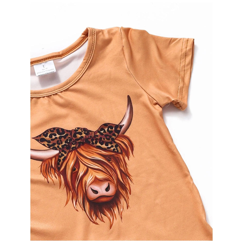 Cows Printed Cheetah Fringe Skirt 2 Pcs Set - LECCE