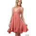 Crochet lace asymmetric ruffle trim cami dress - LECCE