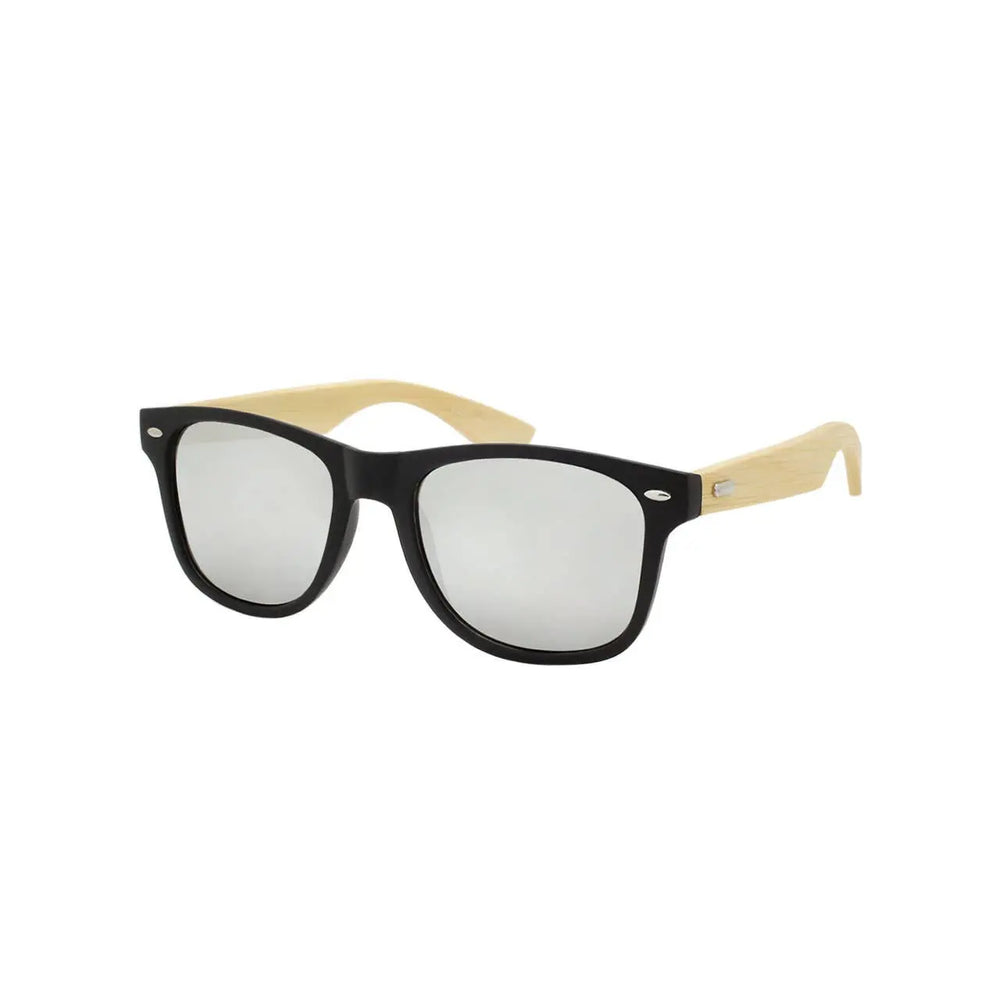 Classic Frame Bamboo Mirror Lens Unisex Mens Womens Sunnies Shark Eyes, Inc