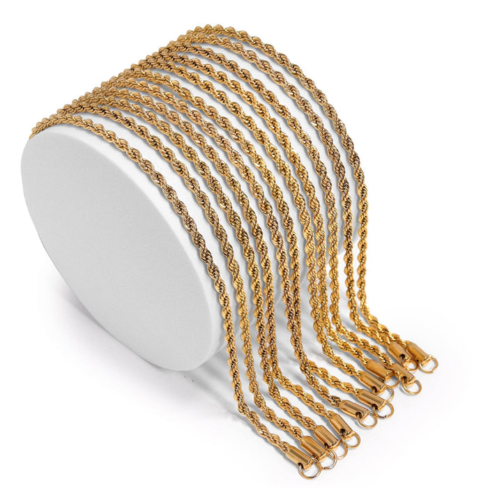 Gold Rope Chain Necklace Stainless Steel