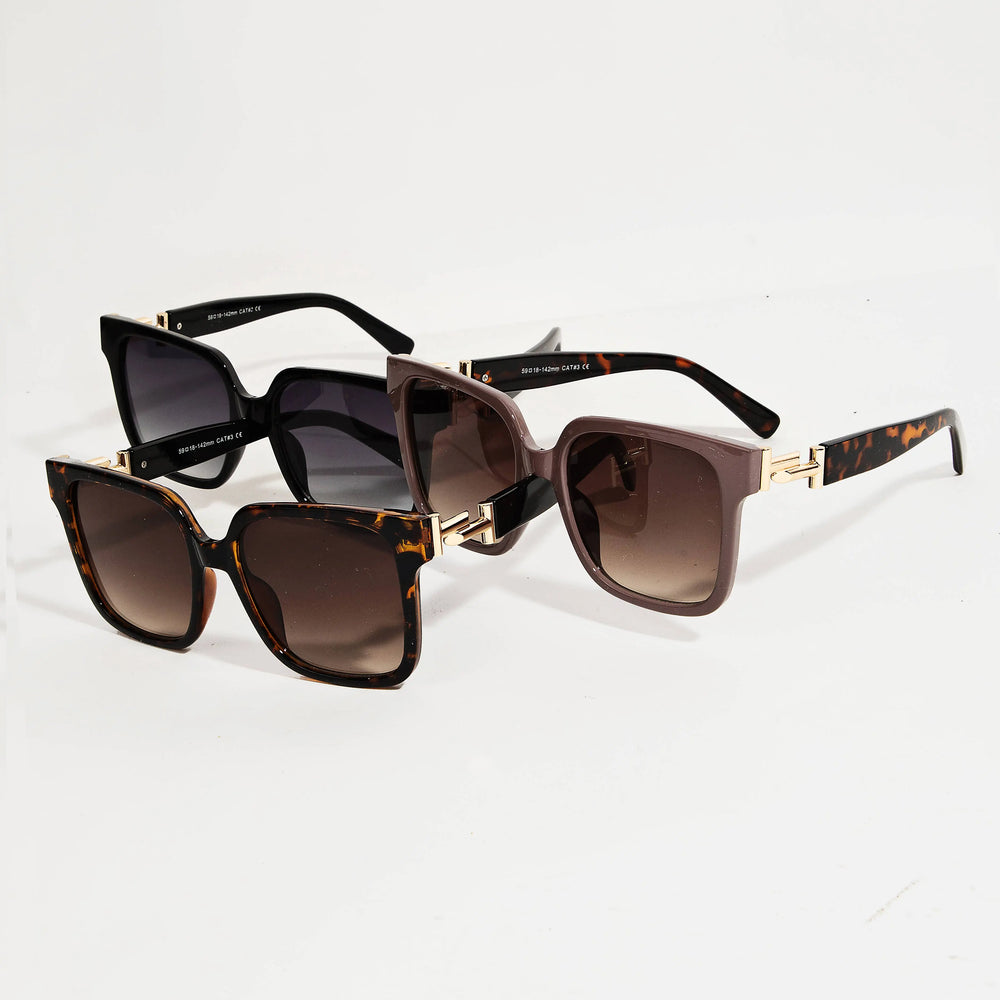 Metallic Joint Large Square Sunglasses Collections by Fame Accessories