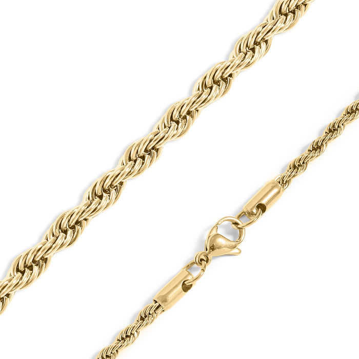 Gold Rope Chain Necklace Stainless Steel