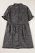 Medium Grey Mineral Wash Ruffled Short Sleeve Buttoned Denim Dress Dear lover