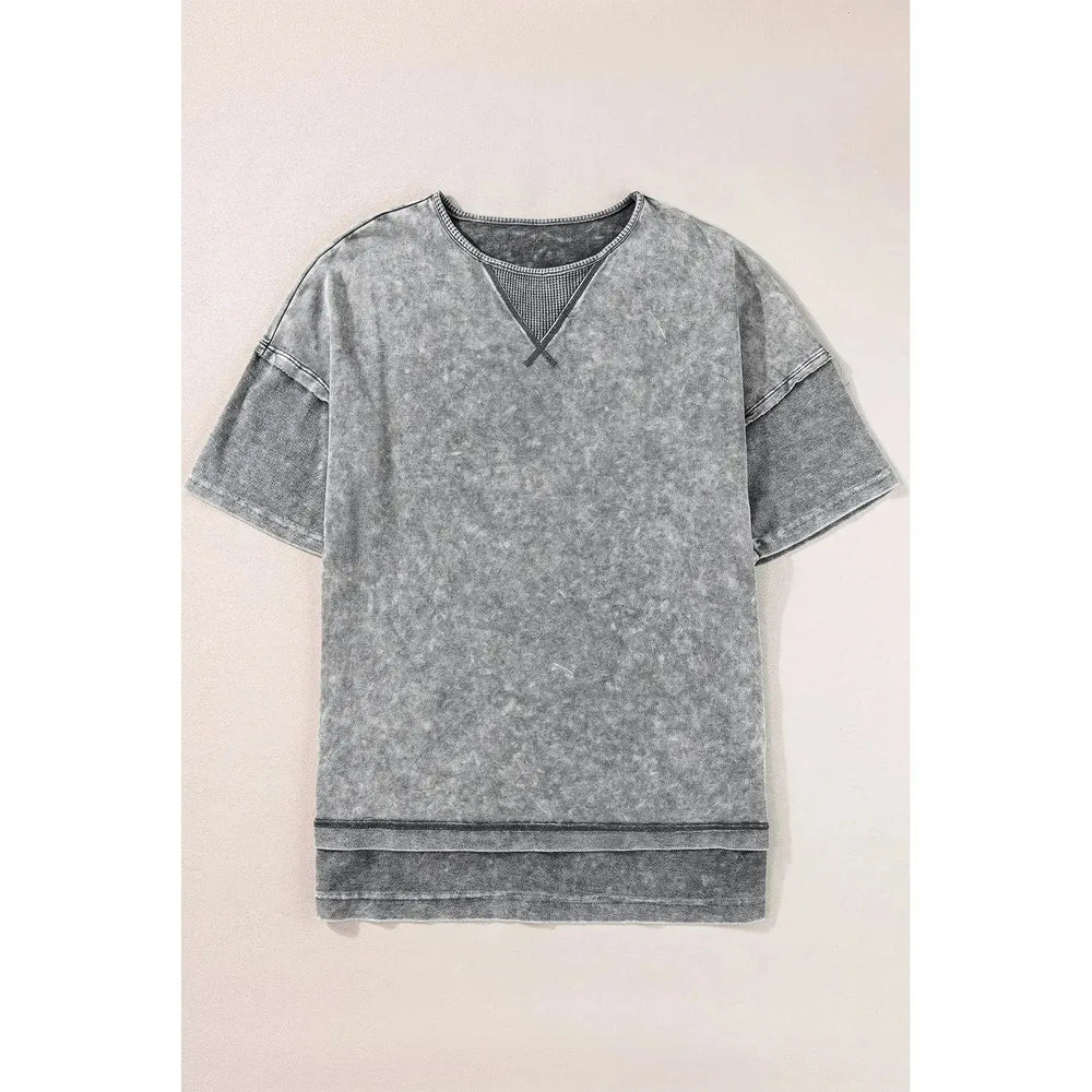 Philippine Gray Mineral Wash Exposed Seam Drop Shoulder Oversized Tee