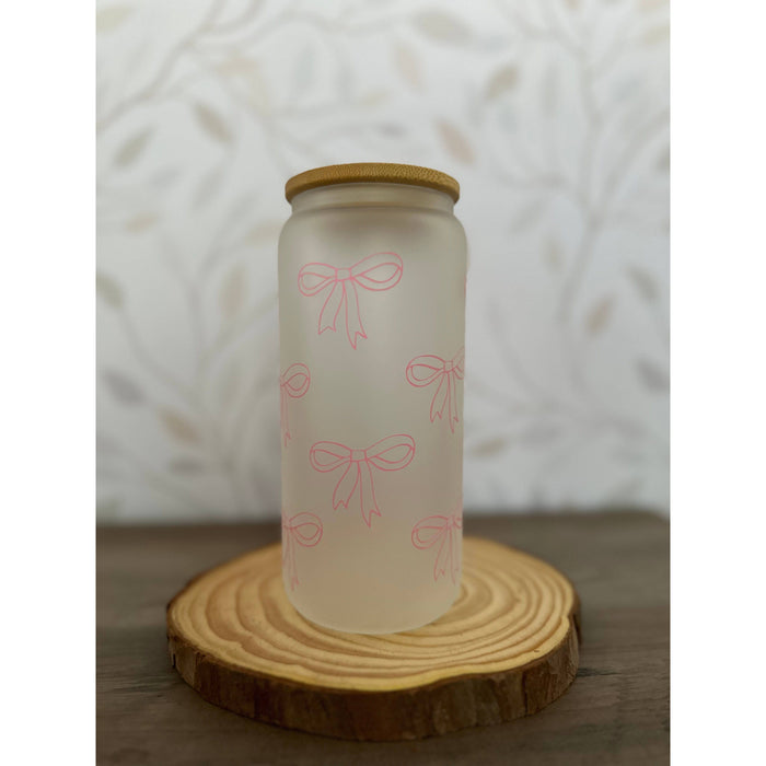 Bows | Coquette | 20 oz Glass Libbey with Bamboo Lid & Straw