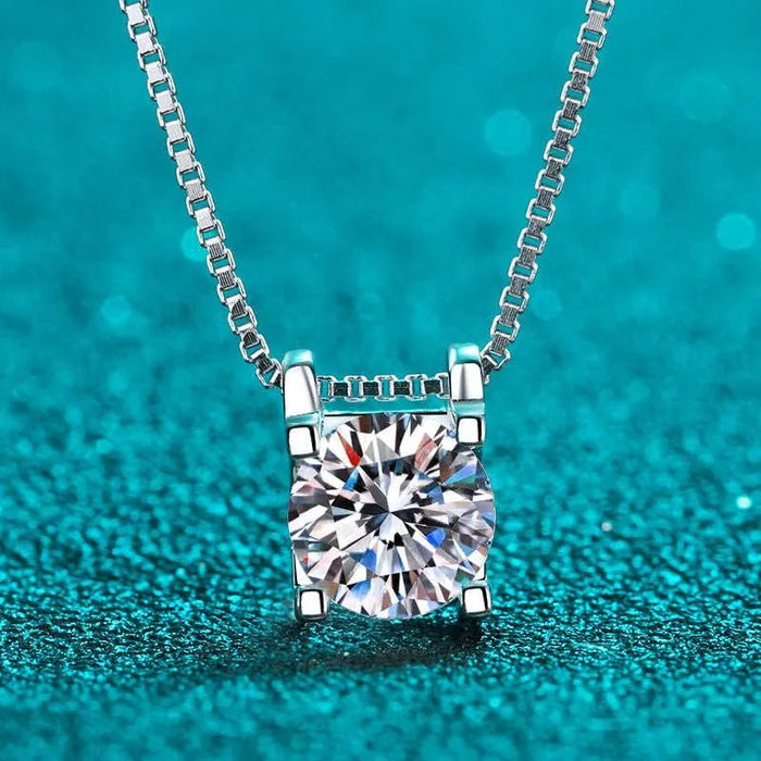 Dainty Moissanite Pendant Necklace in 925 Sterling Silver 2.0ct - LECCE