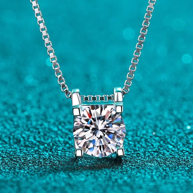 Dainty Moissanite Pendant Necklace in 925 Sterling Silver 2.0ct - LECCE