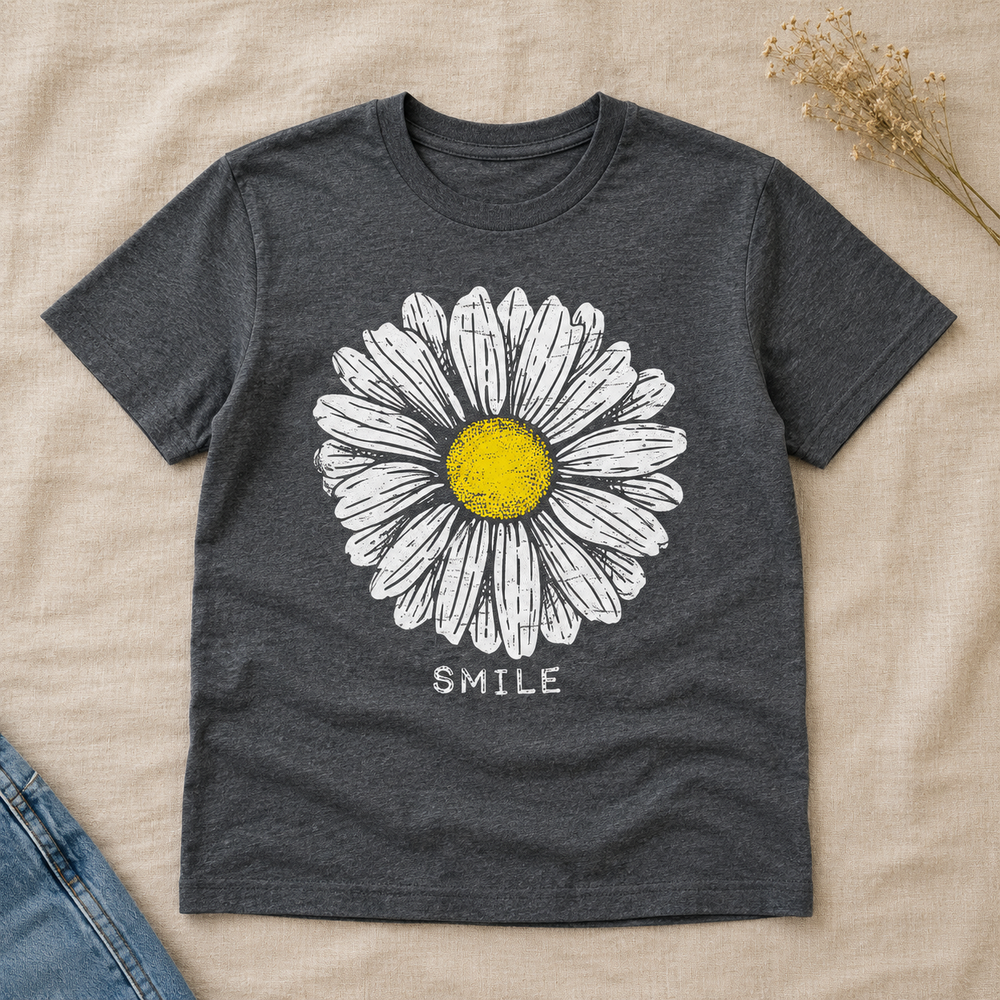 Daisy Smile T-shirt flat lay