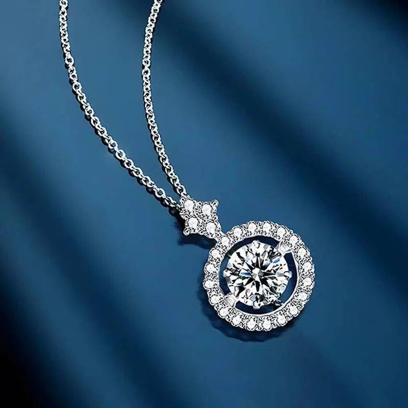 Dancing Moissanite Charm Necklace in 925 Sterling Silver 1.0ct - LECCE