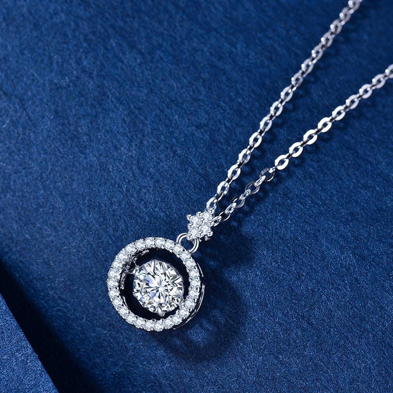 Dancing Moissanite Charm Necklace in 925 Sterling Silver 1.0ct - LECCE