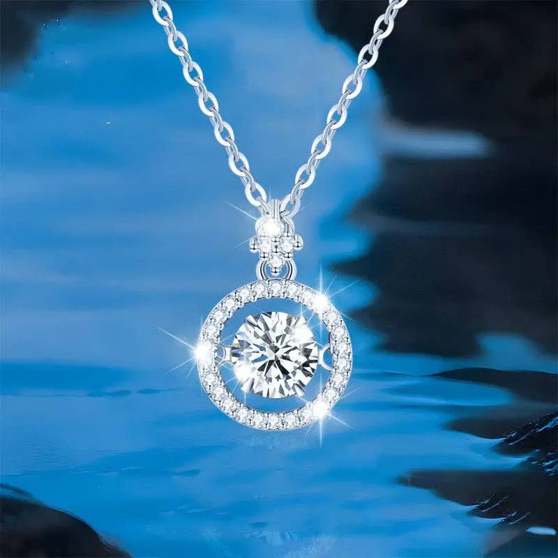 Dancing Moissanite Charm Necklace in 925 Sterling Silver 1.0ct - LECCE