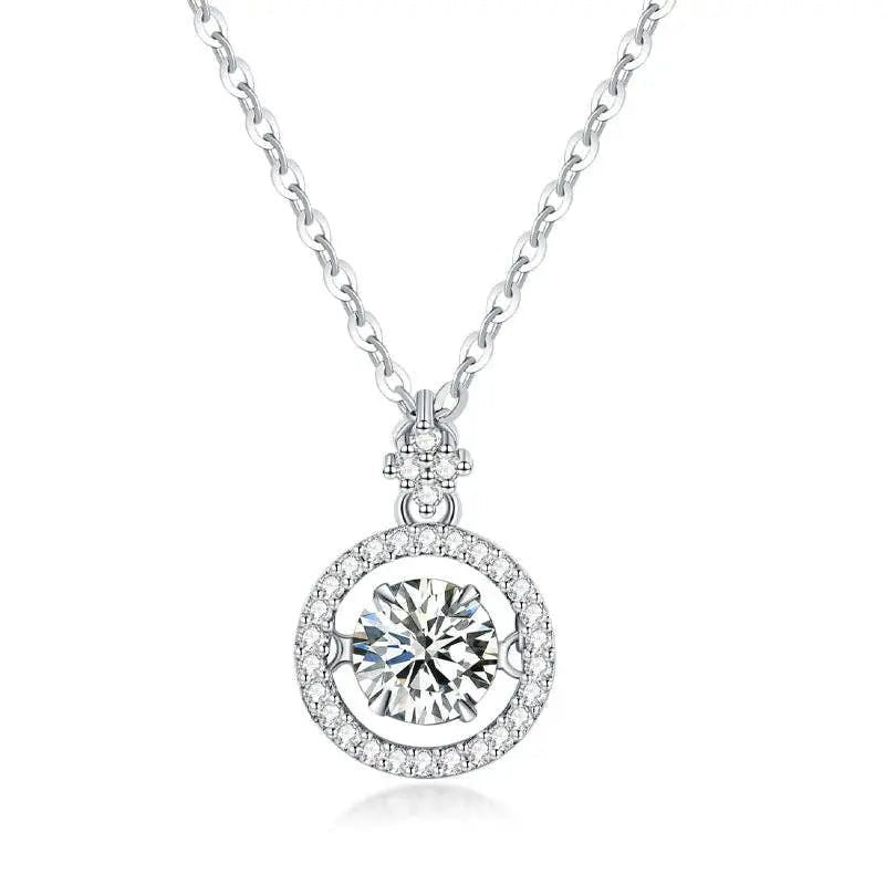 Dancing Moissanite Charm Necklace in 925 Sterling Silver 1.0ct - LECCE