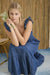 Dark Denim Ruffle Strap Smocked Midi Dress - LECCE