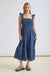Dark Denim Ruffle Strap Smocked Midi Dress - LECCE