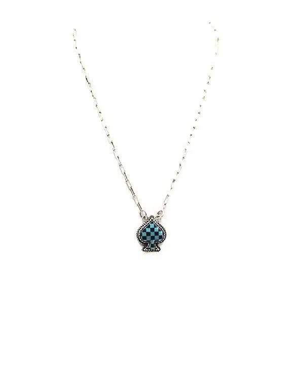 Checkered Spade Necklace Snowing West