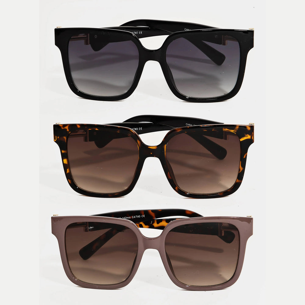 Metallic Joint Large Square Sunglasses Collections by Fame Accessories