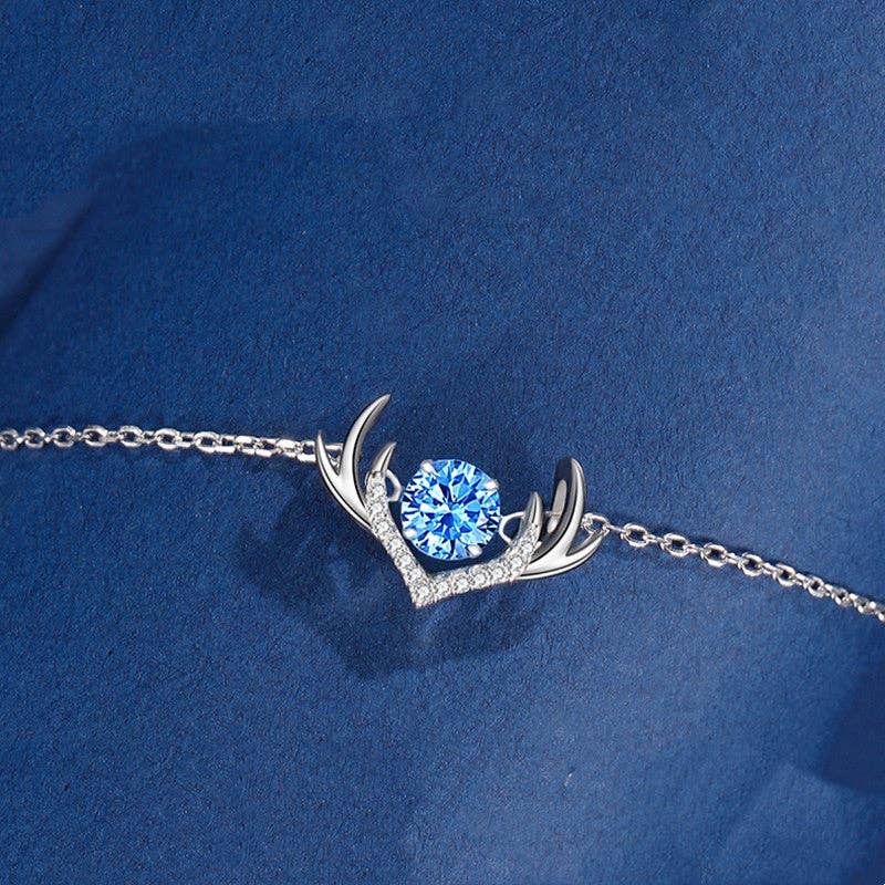 Deer Antler Dancing Stone Necklace in 925 Sterling Silver - LECCE