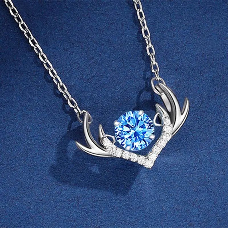 Deer Antler Dancing Stone Necklace in 925 Sterling Silver - LECCE