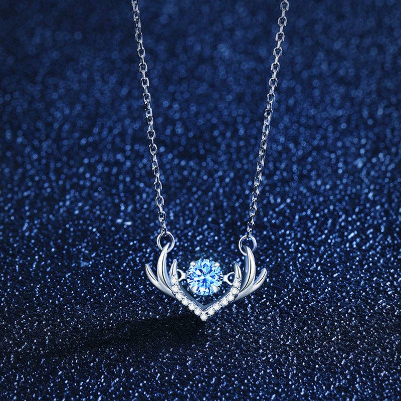 Deer Antler Dancing Stone Necklace in 925 Sterling Silver - LECCE