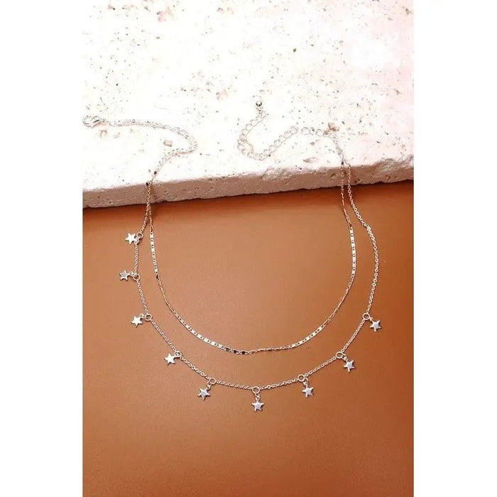 Delicate Double Layer Star Drop Necklace - LECCE