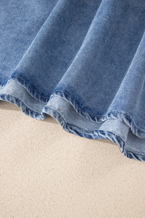 Denim Pleated Patchwork Sleeveless Top - LECCE