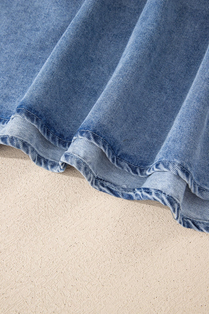 Denim Pleated Patchwork Sleeveless Top - LECCE