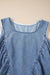 Denim Pleated Patchwork Sleeveless Top - LECCE