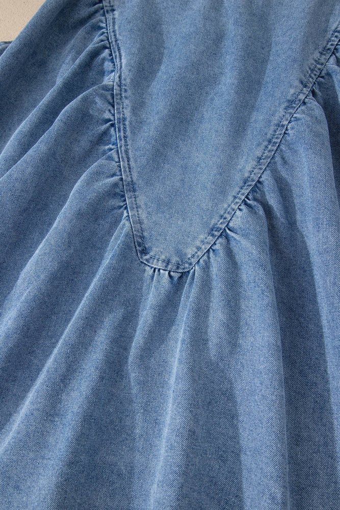 Denim Pleated Patchwork Sleeveless Top - LECCE