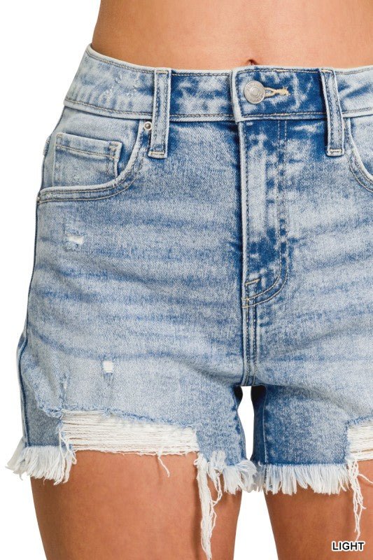 Distressed Hem Denim Shorts - LECCE