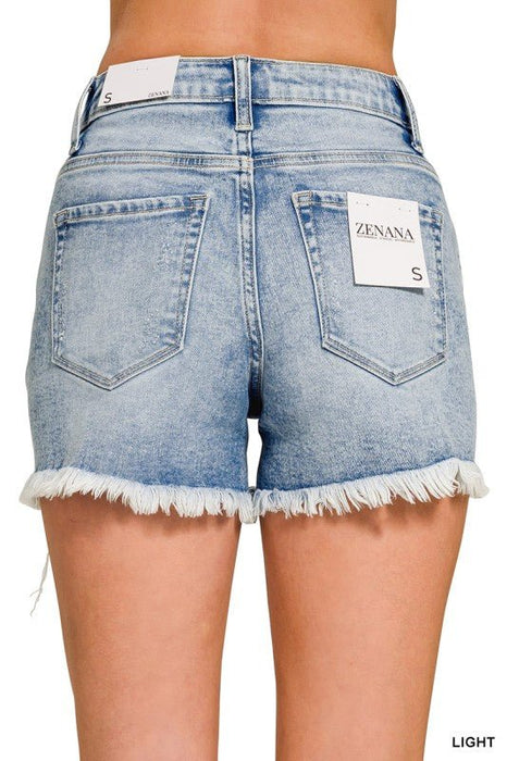 Distressed Hem Denim Shorts - LECCE