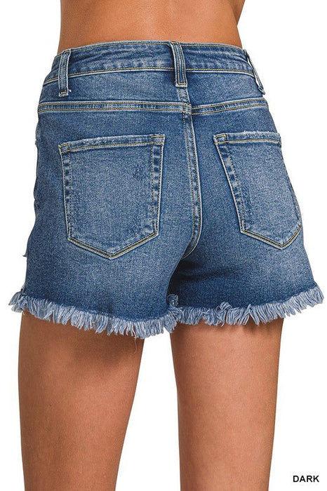 Distressed Hem Denim Shorts - LECCE