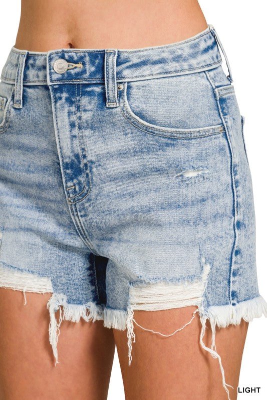 Distressed Hem Denim Shorts - LECCE