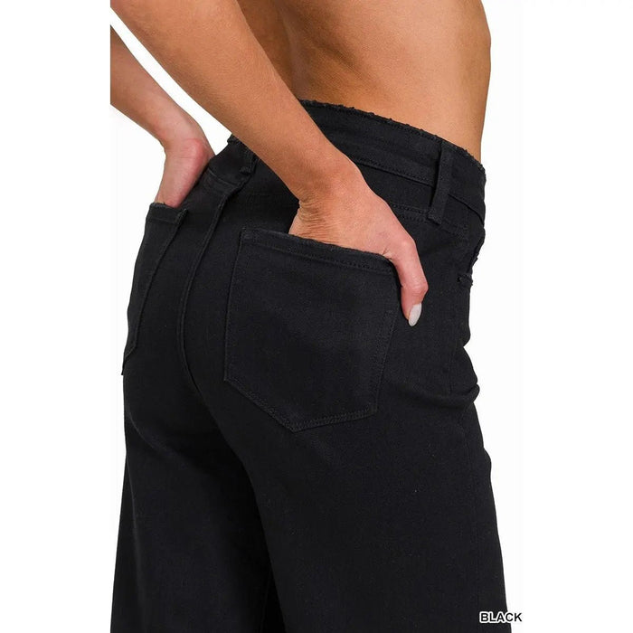 Distressed Knee Flare Crop High - waist Pants - LECCE