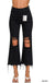 Distressed Knee Flare Crop High - waist Pants - LECCE