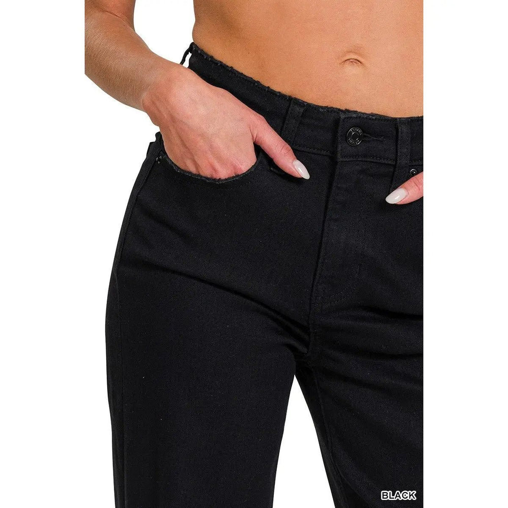 Distressed Knee Flare Crop High - waist Pants - LECCE