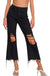 Distressed Knee Flare Crop High - waist Pants - LECCE