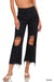Distressed Knee Flare Crop High - waist Pants - LECCE