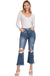 Distressed Knee Flare Denim Pants - LECCE