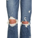 Distressed Knee Flare Denim Pants - LECCE